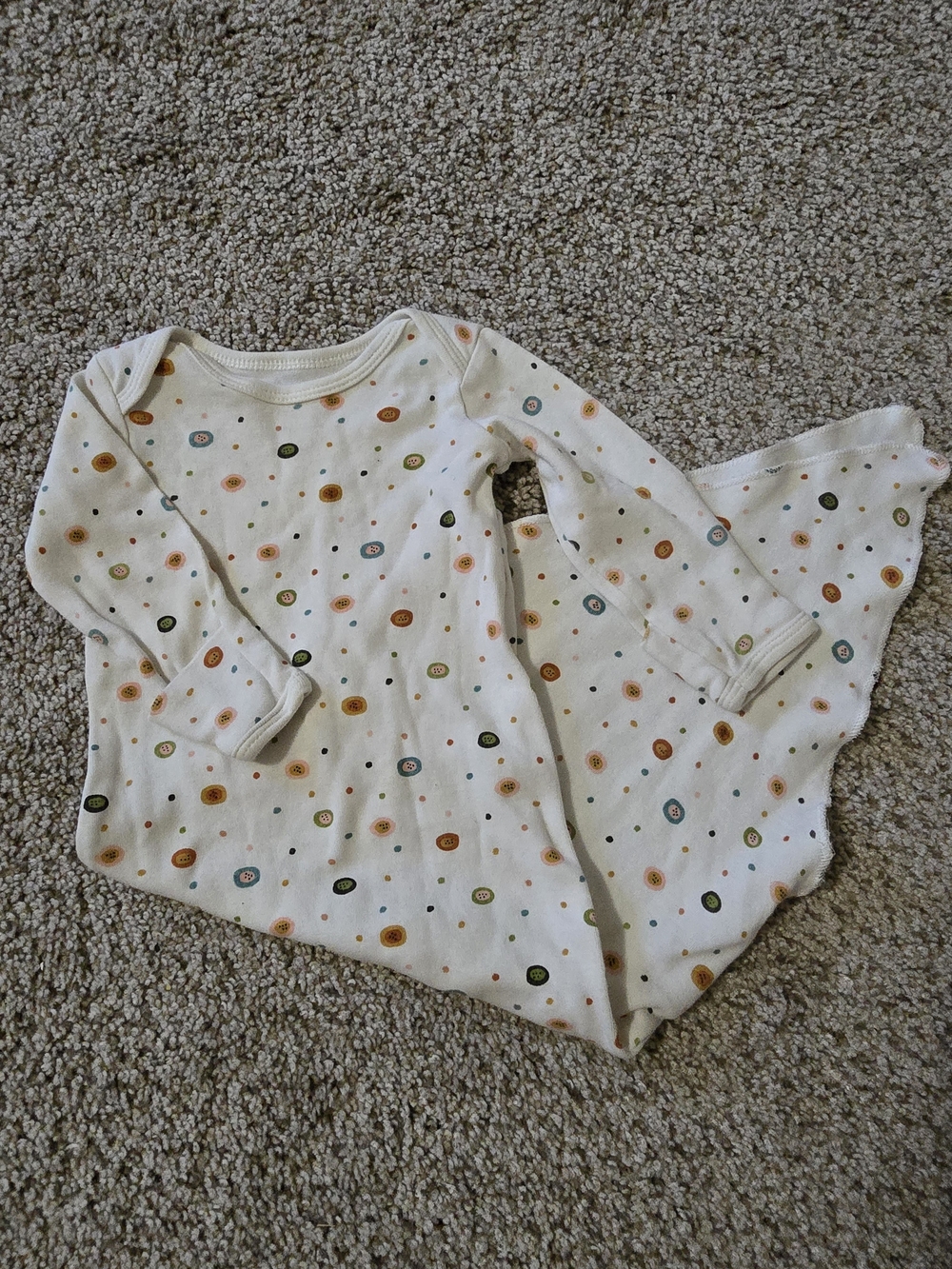 Mac & Moon Cream Baby Gown with Multi-Color Dot Print